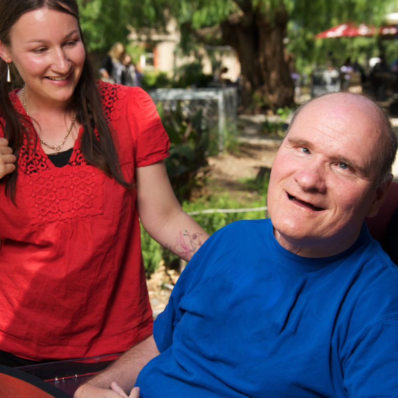 NDISsupport Disabled man with support worker